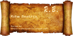 Rohm Beatrix névjegykártya